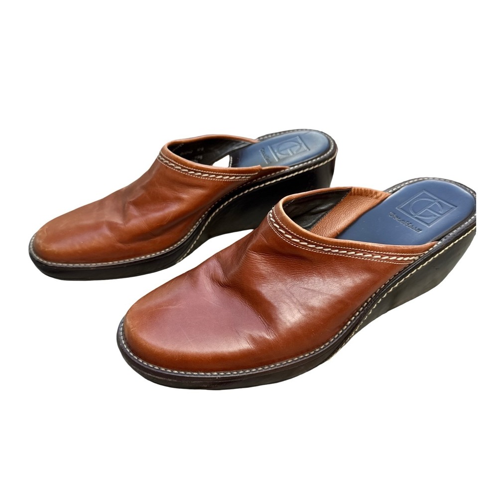 Cole Haan Brown Leather Wedge Mules Clogs 10B